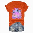 thumbnail image 5 of TOWED22 Halloween T Shirt Women Crew Neck Short Sleeve Awareness Ribbon T Shirts - Bow Ghost Graphic Print Loose Top Funny Fashion Clothes(Orange,L), 5 of 5