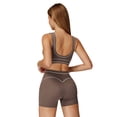 thumbnail image 2 of IBTOM CASTLE Womens Workout Sets Color Block Sports Bra Matching High Waist Shorts 2 Piece Gym Yoga Pilates Outfits Brown, 2 of 7