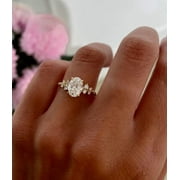Jewelerix Oval Cut Diamond Engagement Ring Vermeil 14K Gold Cluster Side Stones, Elegant Bridal Jewelry Gift for Women, Perfect for Proposal Ring
