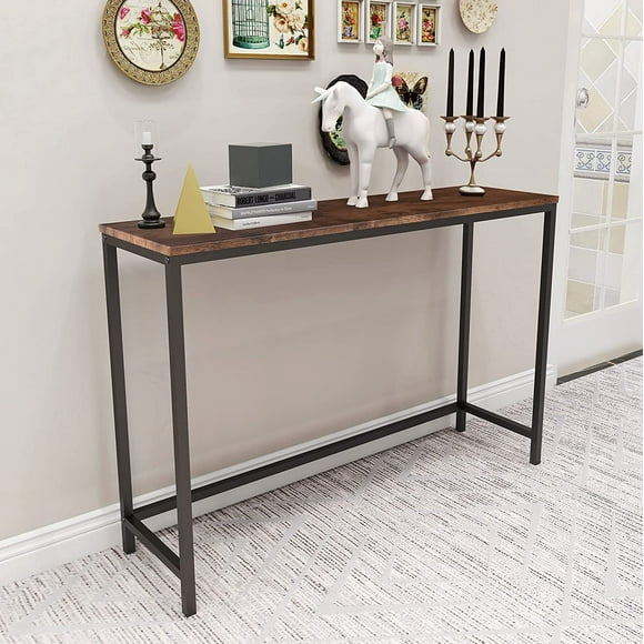 Small Side Table Console Sofa Tables End Table Entryway Table for Living Room Or Corridor Hallway (Black+Brown)