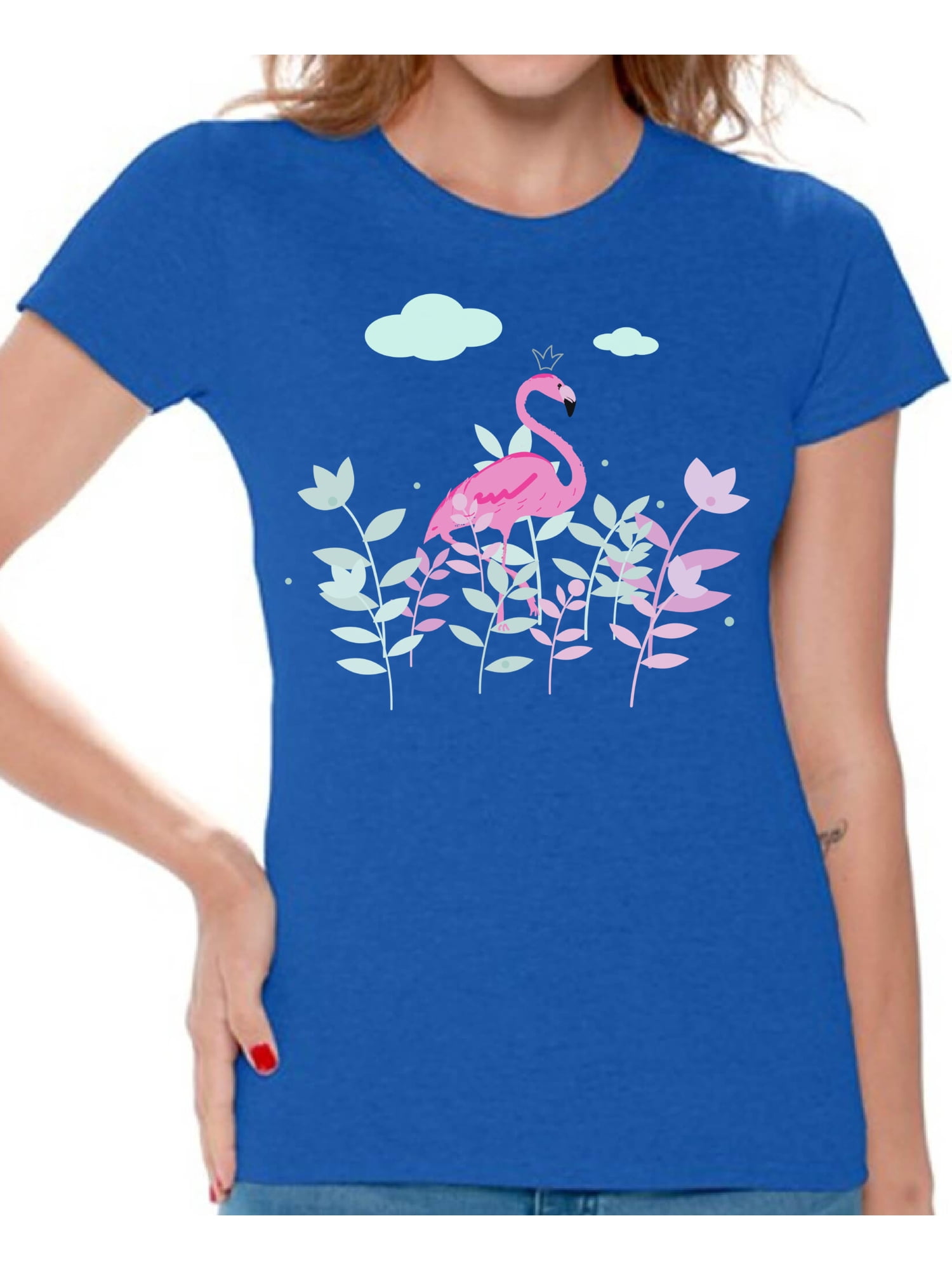Awkward Styles Foliage Flamingo Womens TShirt Pink Flamingo Tshirt for