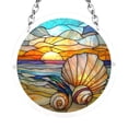 thumbnail image 3 of AZXY Stained Glass Style Ocean Seascape Acrylic Puzzle Suncatcher, 7.87in Beach Sunset Window Hanging Ornament, Indoor Home Garden Decor, Gift for Nature Lovers, 3 of 6