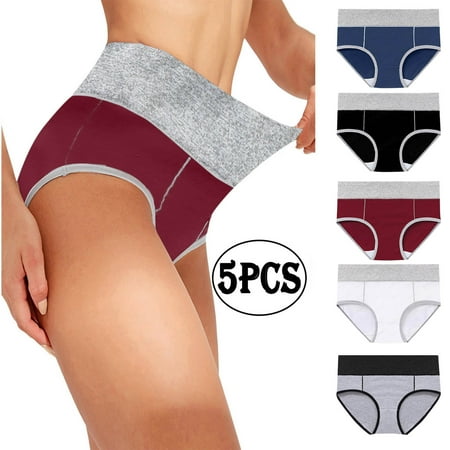 HaoXianJian Plus Size Underwear for Women High Waisted Cotton Brief Womens Briefs Stretch Underpants Bikini Breathable Panties 5pack S-XXXXXL