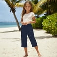 thumbnail image 2 of Glisme Little Girls Trousers Solid Color With Pockets And Drawstring Autumn Cozy Girls Straight Leg Pants Size 5-6 Years, 2 of 6