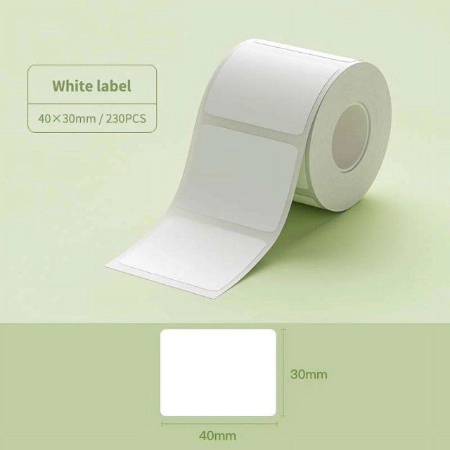 NIIMBOT B21/B203/B3S Label Machine Printing Paper Self Adhesive Label Waterproof Oil Resistant Tear Resistant Label White 40X30mm