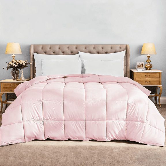 Pink Down Comforter Extra Large Double Duvet Cover, Machine Washable for All Seasons, Ideal Christmas Gift （120inx120in）Twin-XL-Pink