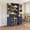 Blue with Rack, variant on 72" Tall Kitchen Pantry Cabinet with Drawer & Adjustable Shelves, Freestanding Storage Cabinet, Pink