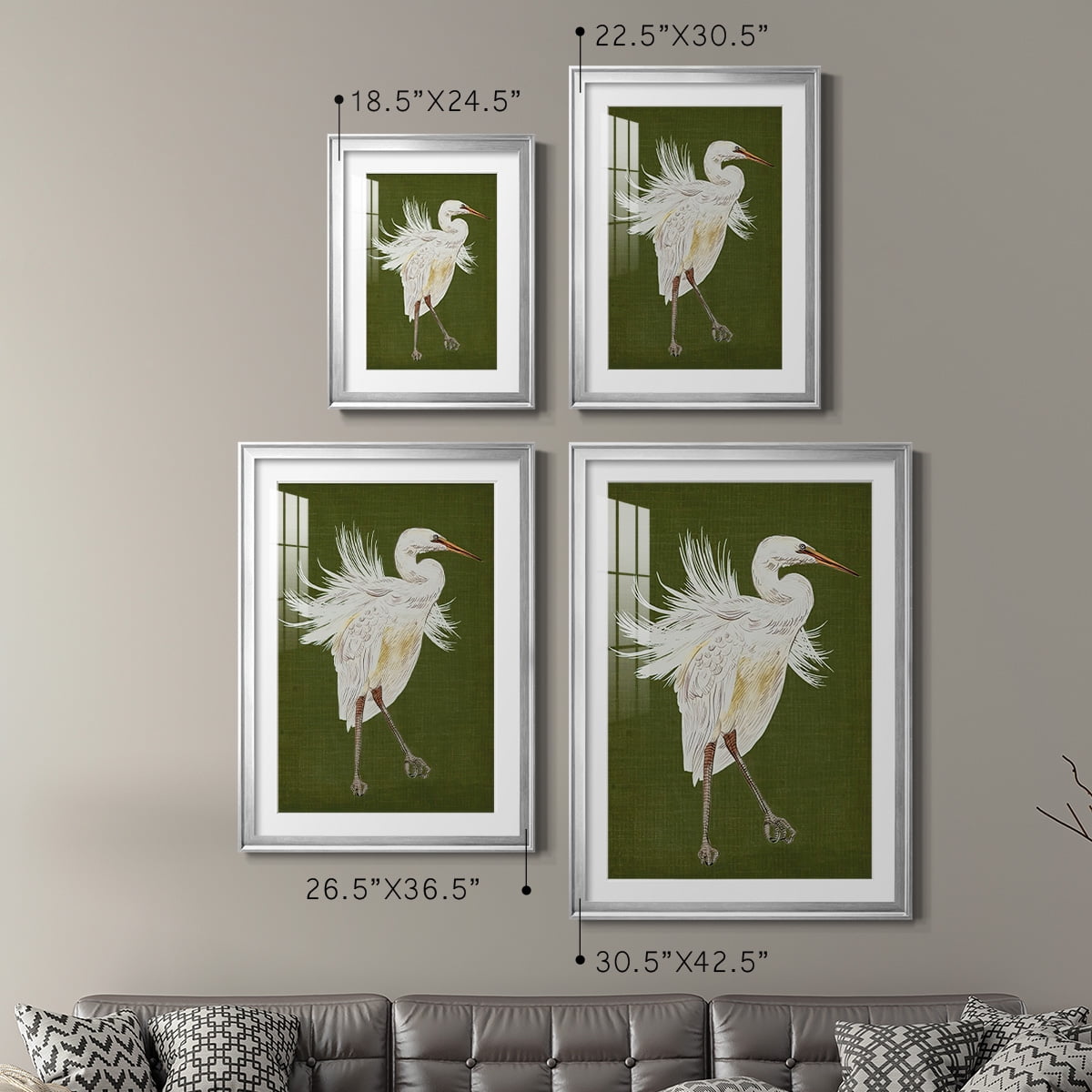 Wexford Home Heron Plumage I Premium Framed Print, 18.5" x 24.5" - Ready to Hang, Silver (Set of 2)