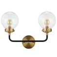thumbnail image 5 of JONATHAN Y Caleb 18" 2-Light Contemporary Transitional Iron/Glass LED Vanity Light, Brass Gold/Black, 5 of 7