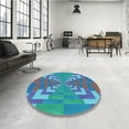 thumbnail image 3 of Ahgly Company Indoor Rectangle Patterned Bright Turquoise Blue Area Rugs, 8' x 12', 3 of 6