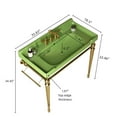 thumbnail image 5 of 36-inch Wall-Mounted Green Ceramic Bathroom Sink Console with 3 Pre-Drilled Faucet Holes, Freestanding Stainless Steel Support Legs and Reversible Towel Bar, Gold Finish, 5 of 5