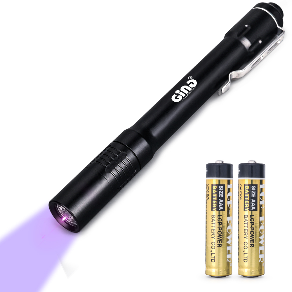 GING UV FLASHLIGHT 365nm Pen LED UV Light Pocket Light Black Light UV Torch AAA Battery for Glue,Pet Urine, Counterfeit Money, Resin… (D11-365nm)…