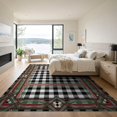 thumbnail image 3 of ODIKA 9'x12' Washable Area Rug Striped Vintage Farmhouse Border Layering Under Doormat Plaid Playful Expressive for Dining Room, Basement, Large Office, Non-Slip Chair-Friendly, 3 of 7