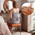 thumbnail image 3 of Ebenchico Faux Leather Upholstered Vanity Stool with 4 Metal Legs PU Footstools for Makeup Bedroom Entryway, Whiskey Brown, 3 of 13