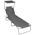 thumbnail image 1 of vidaXL Chaise Longue Pliante avec Auvent Gris Aluminium, 1 of 5