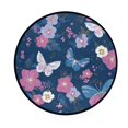 thumbnail image 2 of 36.2 Inch Round Floor Mat Blue Butterflies and Flowers Carpet Decor Rug for Living Room Bedroom, 2 of 6