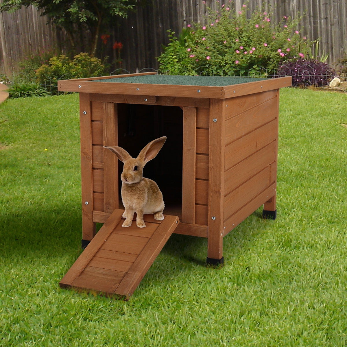 Veryke Rabbit Hutch, Wooden Rabbit Cage, Pet House Bunny Shelter with ...