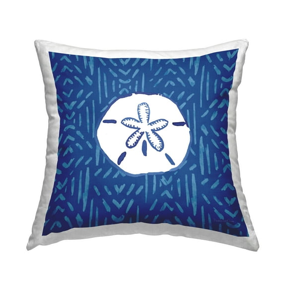 Stupell Industries White Sand Dollar Asymmetrical Line Shape Pattern Design by Mercedes Lopez Charro Throw Pillow