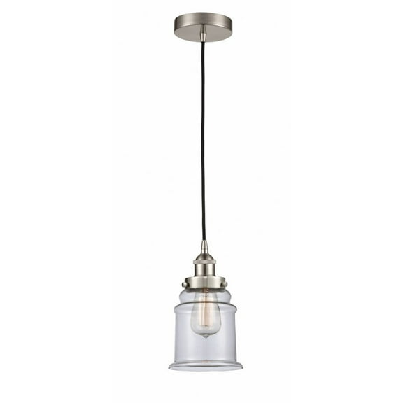 616-1PH-SN-G182-LED-Innovations Lighting-Canton - 1 Light Mini Pendant In Industrial Style-10 Inches Tall and 6 Inches Wide Brushed Satin Nickel Clear