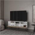 thumbnail image 5 of JERFIT Modern TV Stand with Drawers, Minimalist Entertainment Center with Open Shelves for Living Room, White and Macadamia Engineered Wood Console Table, 5 of 7