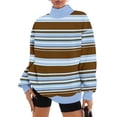 thumbnail image 6 of Hearthz Striped Soft Sweatshirts for Women Mock Neck Thermal Contrast Collar Oversized Long Sleeve Pullover Tops Streetwear Y2k Fall Winter Womens Lightweight Sweater, 6 of 7