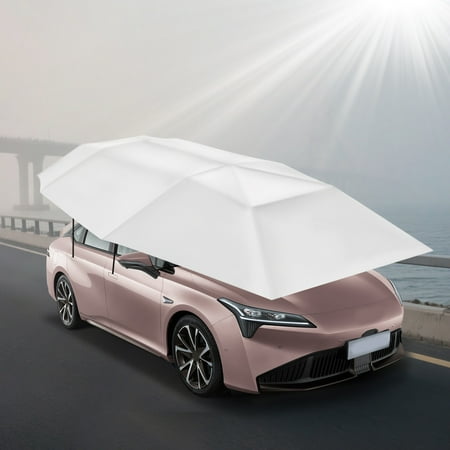 15.09*7.55ft Silver Grey Car Sun Shade Umbrella Cover Tent, Car Canopy Cover, Car Awning Cover Simple Installation