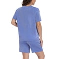 thumbnail image 4 of Asklazy Two Piece Sets for Women Summer Travel Vacation Outfits Pleated Short Sleeve Lounge Sets,Mother‘s Day,Blue,L, 4 of 9