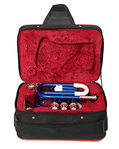 SAI MUSICAL BLUE NICKEL Pocket Trumpet 9.5" WITH FREE HARD CASE + MP-78