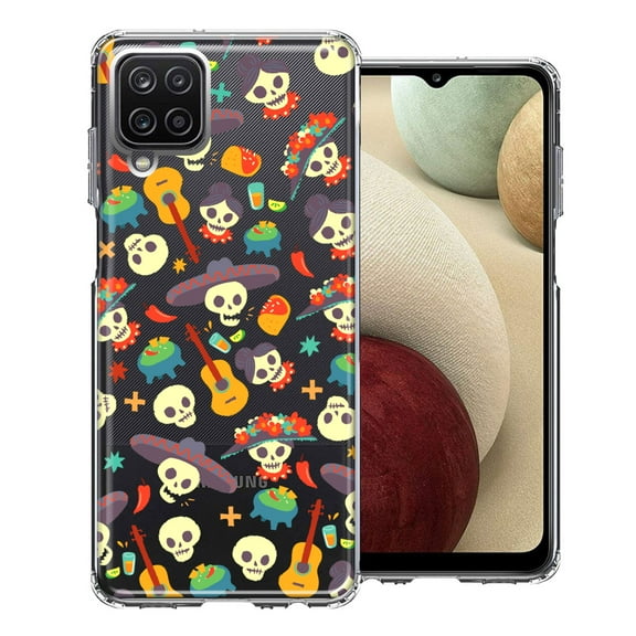 MUNDAZE For Samsung Galaxy A12 Day of the Dead Design Double Layer Phone Case Cover