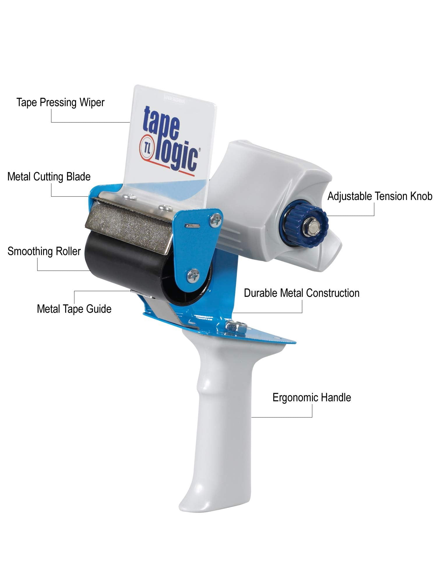 The Packaging Wholesalers Tape Logic Industrial Carton Sealing Tape Dispenser 3" Blue/White 1/Each