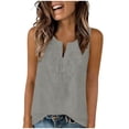 thumbnail image 3 of Rvasteizo Tank Tops for Women Casual Solid Linen Small V Neck Loose Sleeveless Light Summer Ladies Daily Loose Relaxed Camisole Blouse, 3 of 5