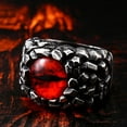 thumbnail image 2 of PAMTIER Men's Stainless Steel Vintage Gothic Punk Domineering Skull Hell Demon Devil Dragon with Red Gemstone Eye Biker Ring Statement Size 7, 2 of 6