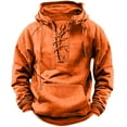 thumbnail image 2 of BXINGOHAI Mens Distressed Tactical Hoodies Sweatshirts Rotro Lace Up Hooded Pullover Outdoor Sports Long Sleeve Shirts Today Sales Orange,S, 2 of 5