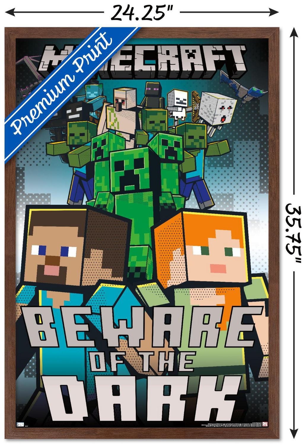 Minecraft - Beware Of The Dark Wall Poster with Magnetic Frame, 22.375" x 34"