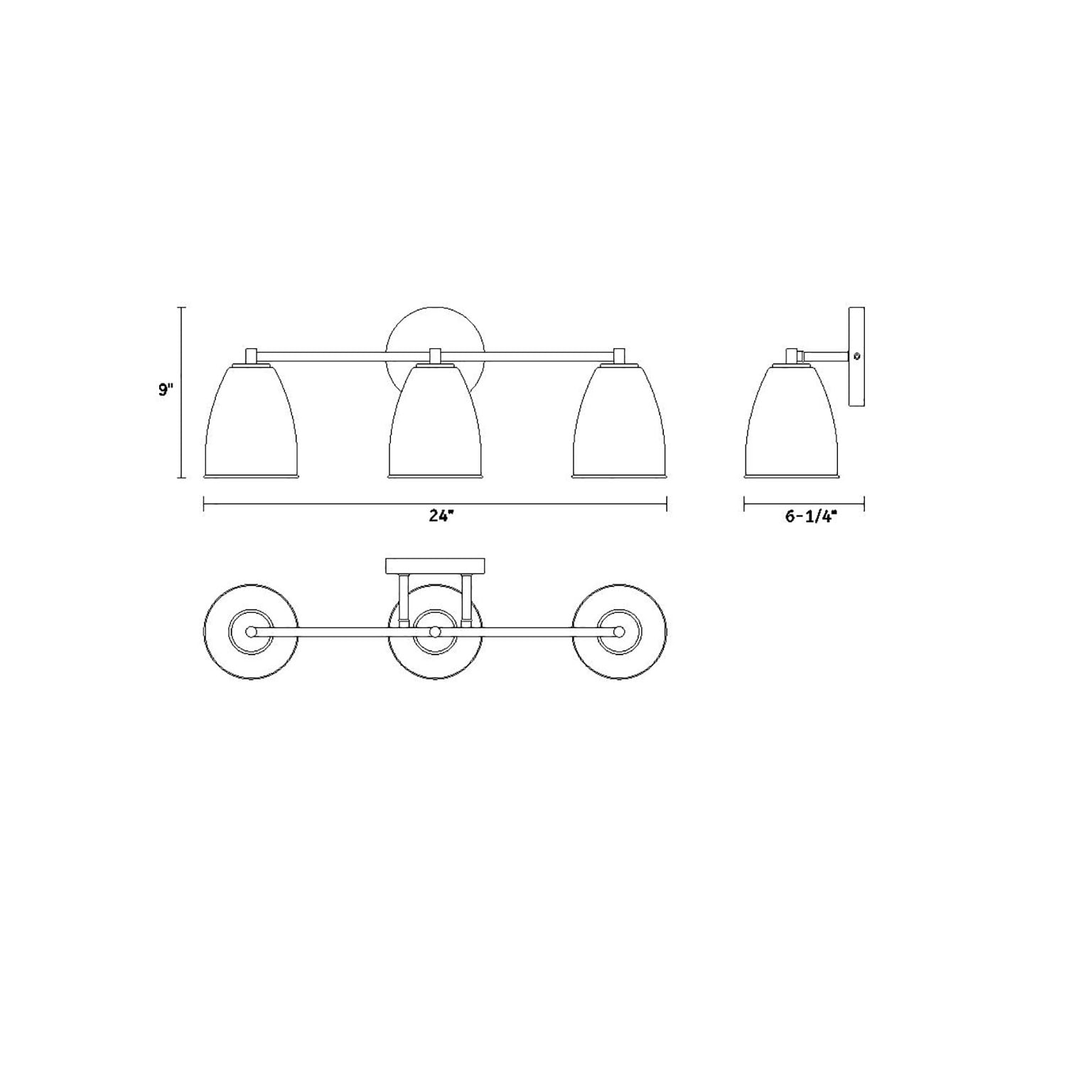 Open Box Designers Fountain Biba 24 inch 3-Light Brushed Gold Modern Bathroom Vanity Light Fixture with Grey Sky Metal Shades, D287M-3B-BG