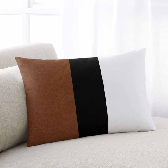 Brown Black White Boho Oversized Pillow Covers, Modern Striped Art Soft Breathable Throw Pillow Cases with Invisible Zipper, Decorative Pillowcase Pillows Protectors for Sofa Bed Couch 24"x36"