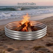 5FT Diameter Camp Fire Ring Pit, Large Round Galvanized Steel Fire Pit, Heavy Duty Steel Fire Pit Silver for Backyard, Camping, Bonfire (5x5x1FT)