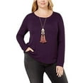 thumbnail image 4 of I.N.C Womens Ribbed Basic T-Shirt, Purple, Plus Size, 3X, 4 of 5