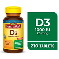 Nature Made Vitamin D3 1000 IU (25 Mcg) Tablets, Dietary Supplement for Bone and Immune Health Support, 210 Count
