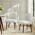 thumbnail image 2 of Upholstered White Dining Chairs Set of 2 Armless Side Chairs Solid Wood Legs Restaurant Kitchen, 2 of 8