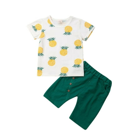 

Gwiyeopda Infant Toddler Baby Boy Summer T-shirt+Shorts Outfits Pineapple Clothes03-4Y