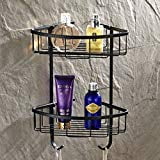 - Wall Mounted 2 Tiers Dual Corner Shower Caddies Storage Tub and Shower Soap Wire Basket Cosmetic Holder Towel
