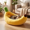thumbnail image 5 of Cute Banana Shaped Dog Cat Bed, Soft Plush Pet Mattress with Raised Sides, Funny Pet Bed for Small Medium Pets Indoor Use, 5 of 6