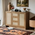 thumbnail image 1 of AKDSteel 47.2 Buffet en Rotin avec Rangement, Table Console Boho avec Tiroirs et 3 Portes, 1 of 8