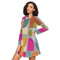 thumbnail image 3 of FORMRS Womens Long Sleeve Nightgowns Crew Neck Sleep Shirt Soft Pajamas Sizes S-3XL, Abstract Geometric Pattern, 3 of 8