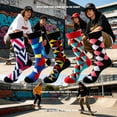 thumbnail image 6 of TELOLY 5Pairs Boot Socks for Women,Mid-Calf Style Womens Crew Socks,Four Seasons Long Socks,Combination2, 6 of 6