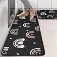 thumbnail image 2 of Kitchen Rugs Sets Of 2,Black Boho Bohemia Rainbow Hearts Pattern Anti Fatigue Kitchen Mat Rugs Non Slip Washable,Decorative Kitchen Floor Mats for Kitchen,Sink,Laundry,17"x47"+17"x47", 2 of 5
