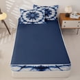 thumbnail image 4 of Erosebridal Classic Spiral Navy Tie Dye Zipper Queen Comforter Set with Fitted Sheet and 2 Pillowcases,Blue White Retro Hippie Zipper Bedding Set For Adults,Navy Blue Reversible,4pcs, 4 of 7
