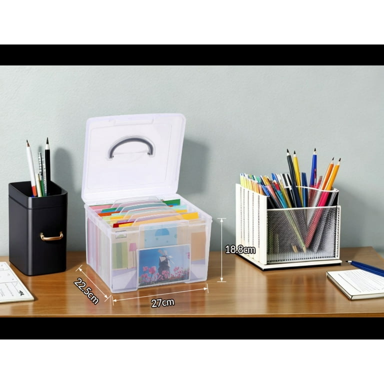 Photo Organizer Box with Dividers File Holder W/ 6 Dividers