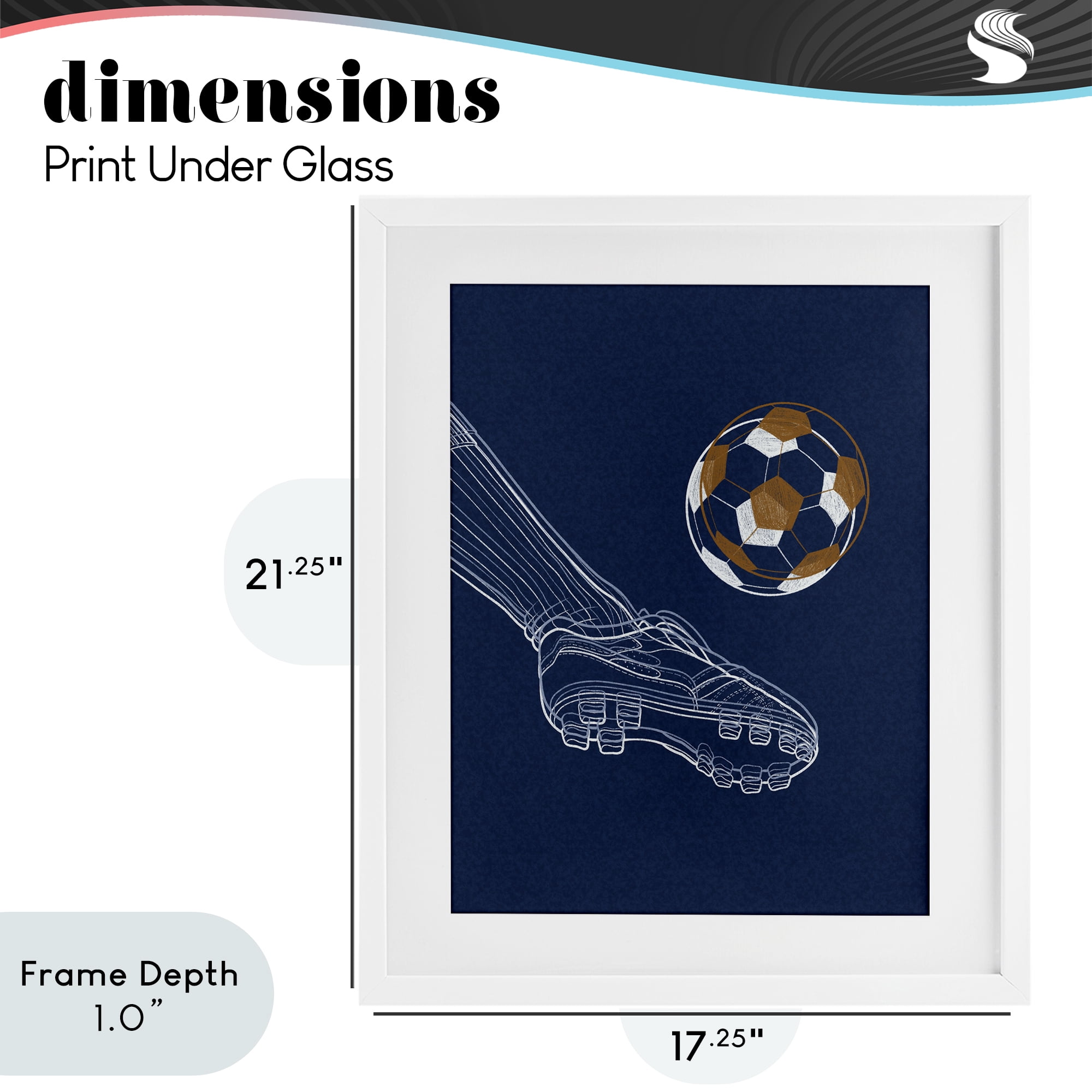 Stupell Industries Soccer Lines Contour White Framed Print Under Glass, design by Marcus Prime